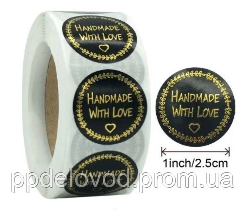 Этикетка самоклеящаяся в рулоне handmade with love, 500 шт. — изображение 3