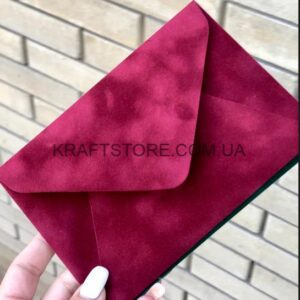 Конверт из бархата, С5, бордо