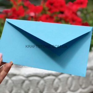 Конверт из дизайнеркского картона, DL, голубой иней