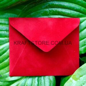 Конверт из бархата, мини, красный