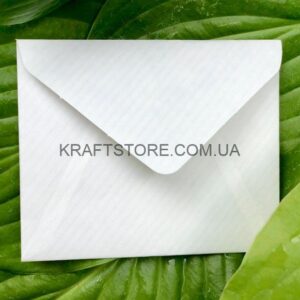 Мини конверты из картона белые, текстурная полоска