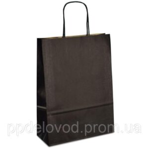 Крафт-пакет 18x08x25 черный с витыми ручками