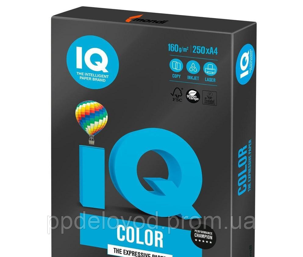 Черная цветная бумага А4 IQ Color B100, 160 г/кв.м., 250л