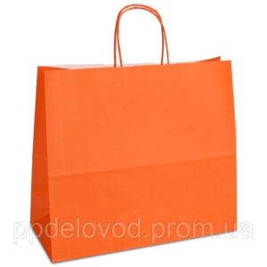 Крафт пакет 32x13x28 оранжевый с витыми ручками