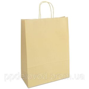 Крафт пакет 32x13x42,5 бежевый с витыми ручками