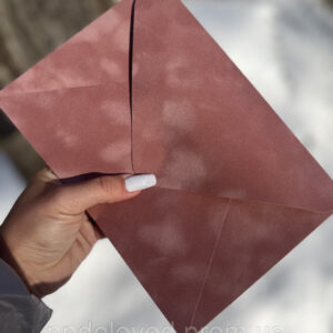 Бархатный конверт С5, Винтажная роза,120г/м2